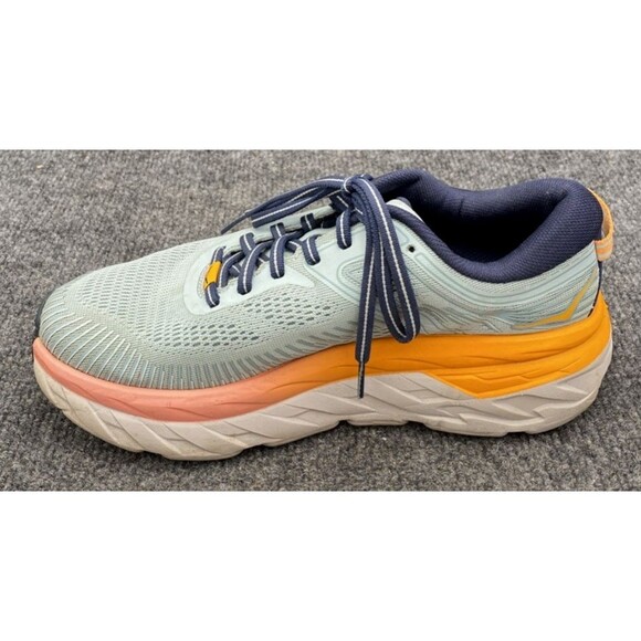 Womens Hoka Bondi 7 Running Shoes Blue Orange 1110519 BHBI Size 6.5 US Sneakers - Picture 4 of 12
